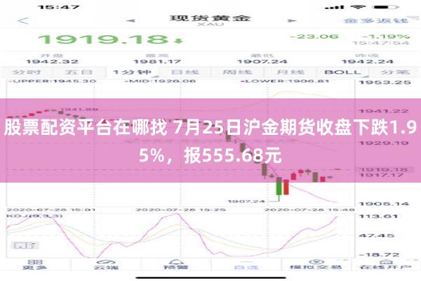 股票配资平台在哪找 7月25日沪金期货收盘下跌1.95%，报555.68元