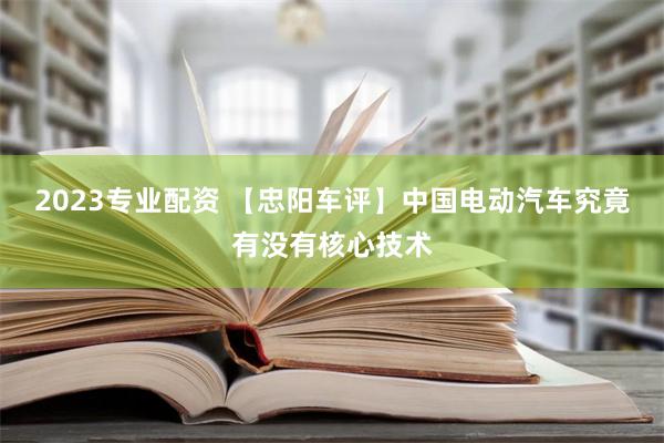 2023专业配资 【忠阳车评】中国电动汽车究竟有没有核心技术